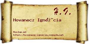 Hovanecz Ignácia névjegykártya
